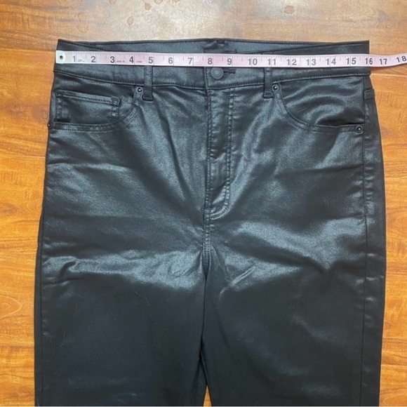 Express Womens Black Shiny Super High Rise Modern Straight Stretch Pants Size 10 - Picture 11 of 14